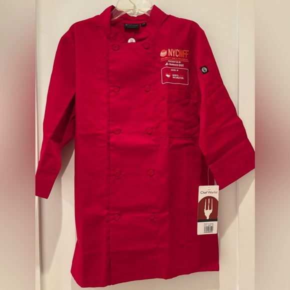 NWT Chef’s Double Breasted Jacket in Red, XS from NYCWFF Food Network Event - Picture 1 of 7